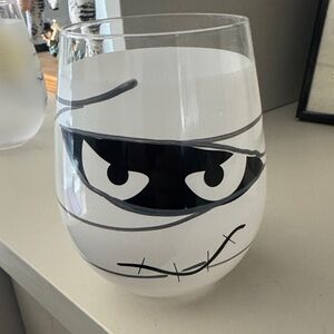 Mummy Face Glass Tumbler - Black and White